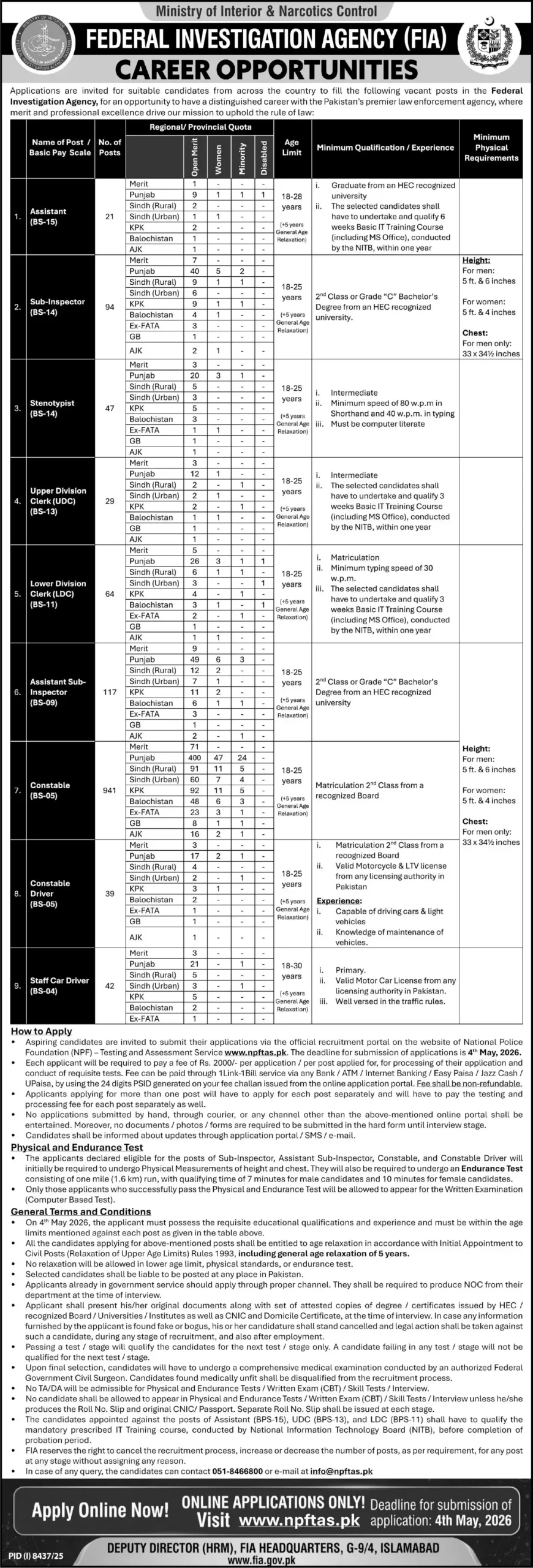 FIA Jobs Online Apply April 2026