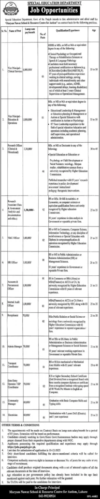 Punjab Special Education Department Jobs 2025